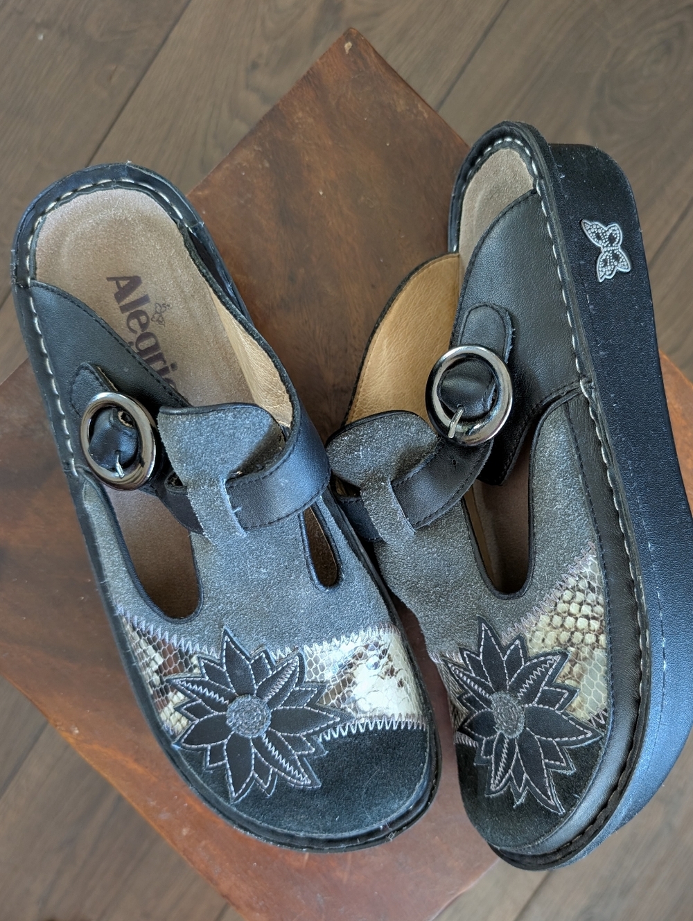 Alegria Patch Floral Leather Clog